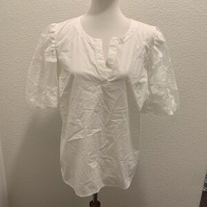 Andrew Marc White Puff Sleeve Blouse